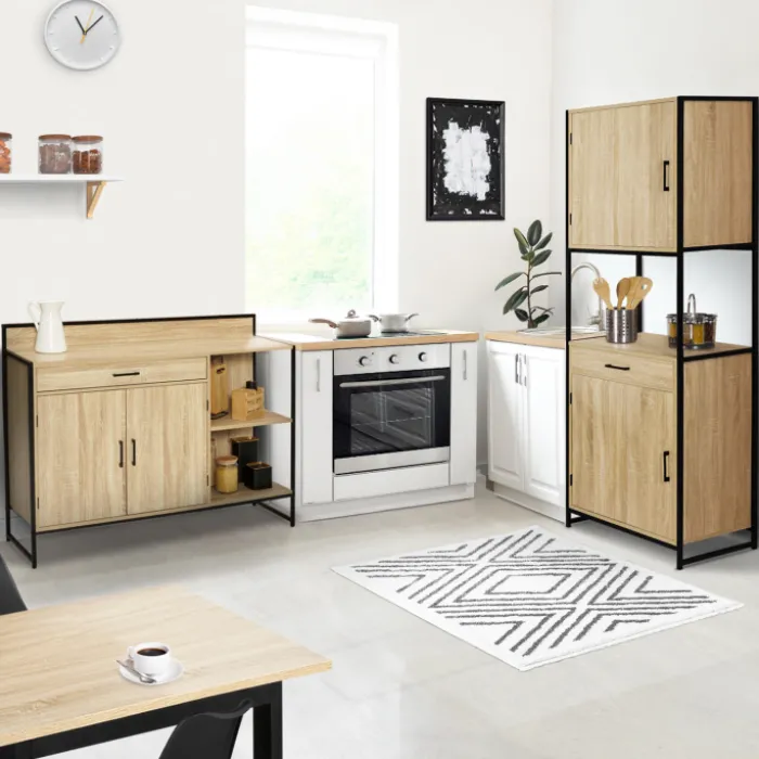 Buffet bas de cuisine industriel avec plan de travail