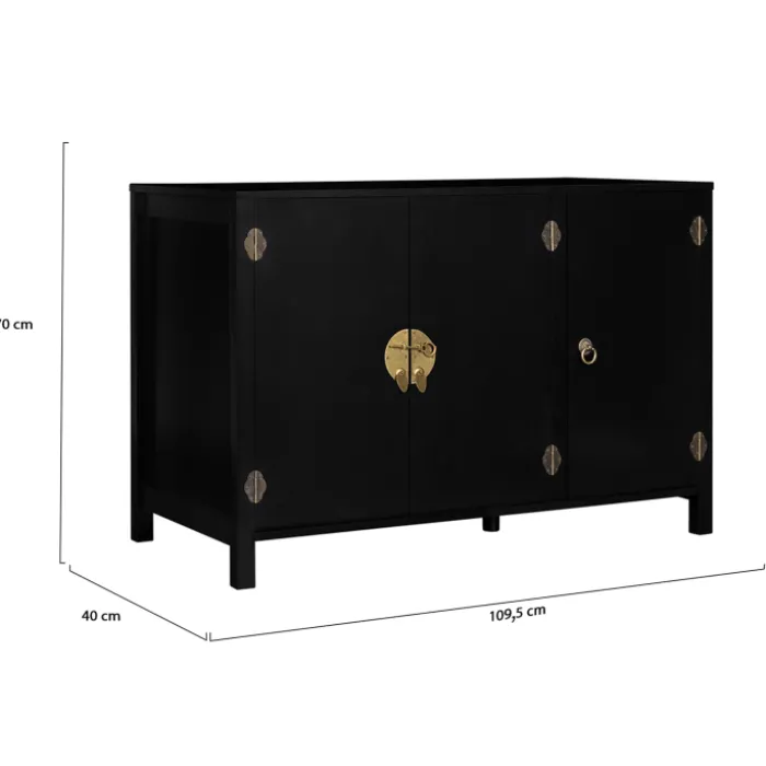 Buffet bas noir style asiatique 3 portes
