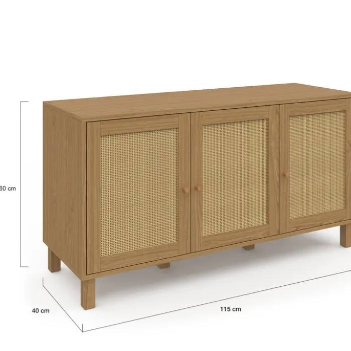 Buffet bas vintage effet cannage
