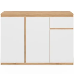 Buffet blanc et bois 100 cm 3 portes et 1 tiroir