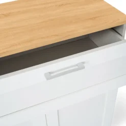 Buffet blanc et bois 3 portes et 1 tiroir