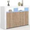 Buffet blanc et bois 3 portes avec LED
