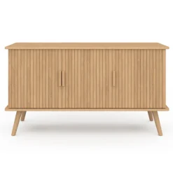 Buffet bois 3 portes 110 cm effet lattes