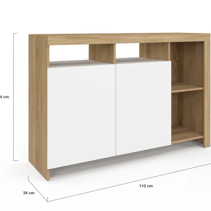 Buffet bois avec portes blanches