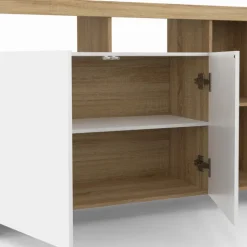 Buffet bois avec portes blanches