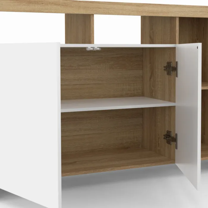Buffet bois avec portes blanches