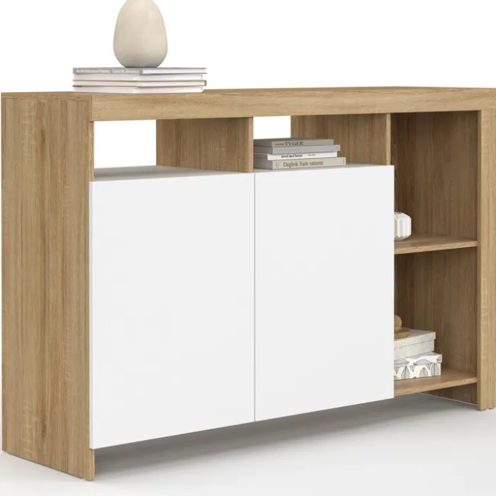 Buffet bois avec portes blanches