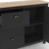 Buffet campagne 130 CM 2 portes 3 tirroirs bois et noir