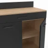 Buffet casserolier de cuisine de 80 cm avec 2 portes, 1 tiroir et un plan de travail façon hêtre