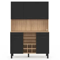 Buffet cuisine 120 cm 5 portes range-bouteilles