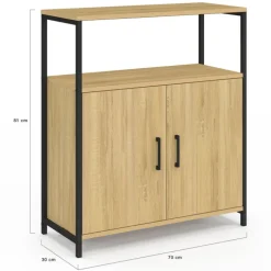 Buffet d'appoint 1 niche et 2 portes 70 cm design industriel