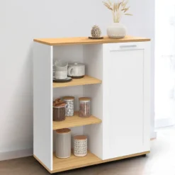 Buffet d'appoint blanc et bois