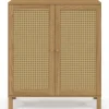 Buffet d'appoint vintage 70 cm 2 portes effet cannage