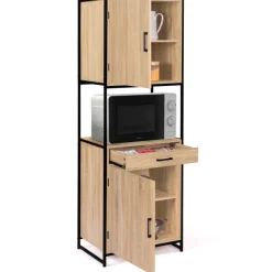 Buffet de cuisine industriel bois et métal 60 cm