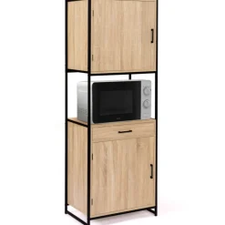 Buffet de cuisine industriel bois et métal 60 cm