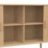 Buffet en bois 140 cm effet lattes avec 2 portes coulissantes