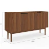 Buffet en bois 140 cm vintage avec 3 portes effet noyer