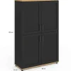 Buffet haut noir et bois avec 4 portes 125 cm