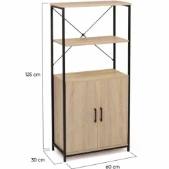 Buffet haut style industriel 2 portes avec étagères