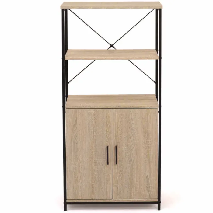 Buffet haut style industriel 2 portes avec étagères