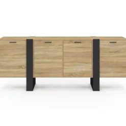 Buffet industriel 200 cm enfilade XXL bois et noir
