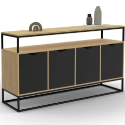 Buffet industriel avec 4 portes noires