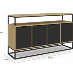 Buffet industriel avec 4 portes noires