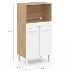 Buffet mi-haut 60 cm 1 tiroir 2 portes blanc