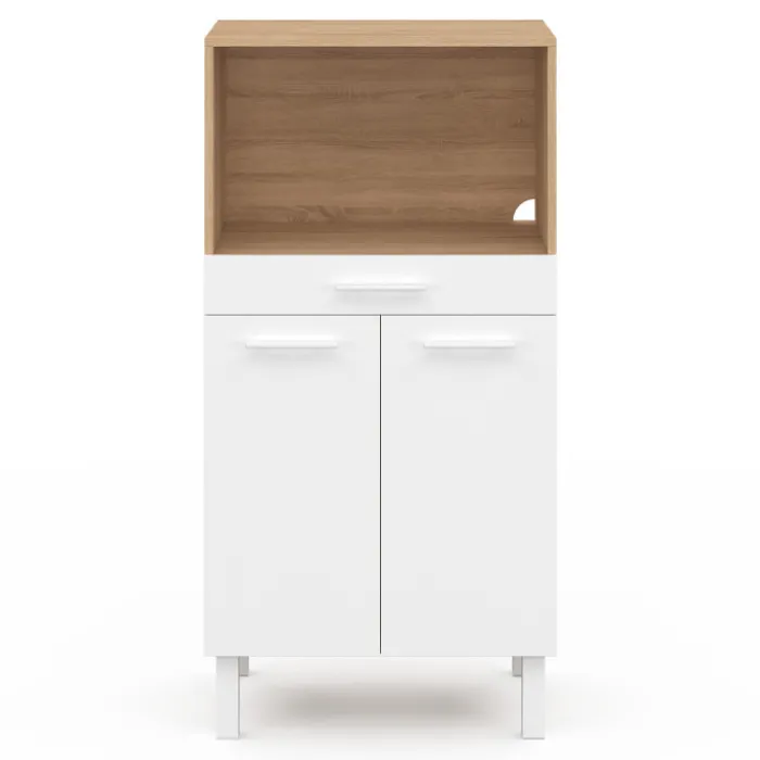Buffet mi-haut 60 cm 1 tiroir 2 portes blanc