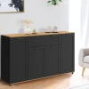 Buffet noir et bois 4 portes 1 tiroir