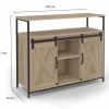 Buffet portes coulissantes grange bois clair effet vieilli
