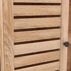 Buffet portes persiennes bois et métal noir
