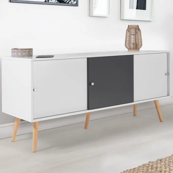 Buffet scandinave bois blanc et gris EFFIE