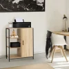 Buffet style industriel avec étagères et placard