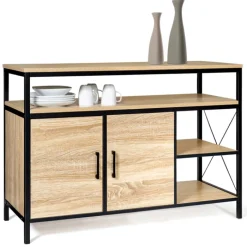 Buffet style industriel bois et métal noir 100 cm