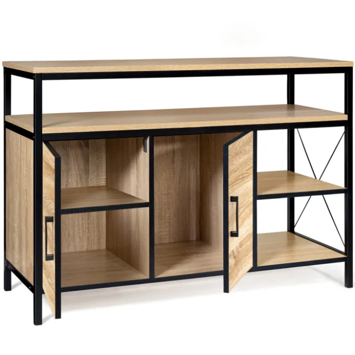 Buffet style industriel bois et métal noir 100 cm