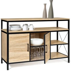 Buffet style industriel bois et métal noir 100 cm