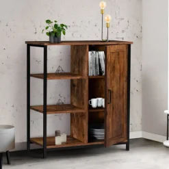 Buffet style industriel effet bois vieilli 70 cm