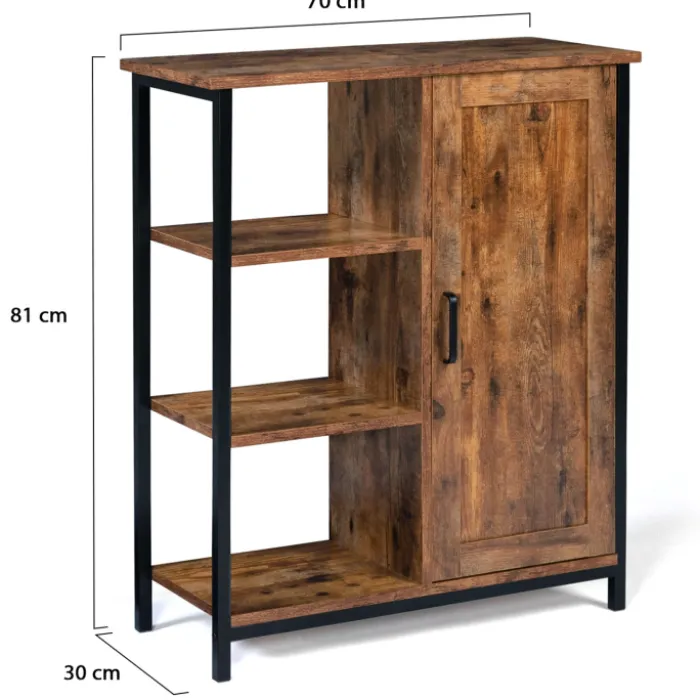 Buffet style industriel effet bois vieilli 70 cm