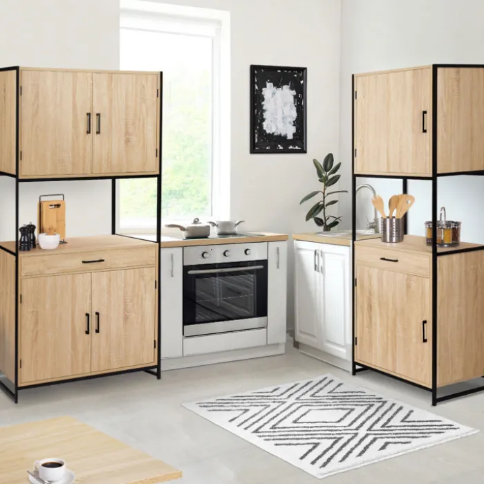 Buffet vaisselier industriel 80 cm 4 portes 1 tiroir