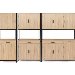 Buffet vaisselier industriel 120 cm 6 portes 1 tiroir