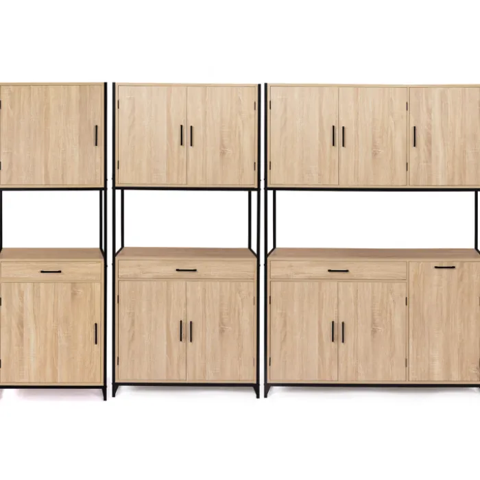 Buffet vaisselier industriel 120 cm 6 portes 1 tiroir