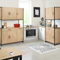 Buffet vaisselier industriel 120 cm 6 portes 1 tiroir