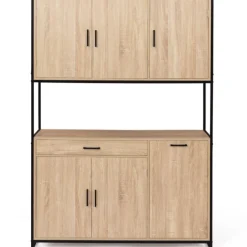 Buffet vaisselier industriel 120 cm 6 portes 1 tiroir