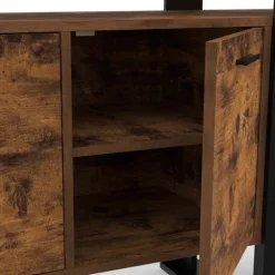 Buffet XXL 4 portes bois effet vieilli et noir 160 cm