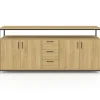 Buffet XXL bois et noir style industriel 180 cm 4 portes et tiroirs