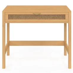 Bureau 1 tiroir bois et cannage 90*50