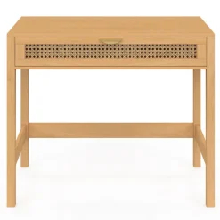Bureau 1 tiroir bois et cannage 90*50
