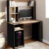 Bureau avec rangements noir et bois