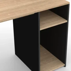 Bureau avec rangements noir et bois